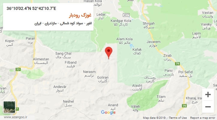 روستای غوزک رودبار بر روی نقشه