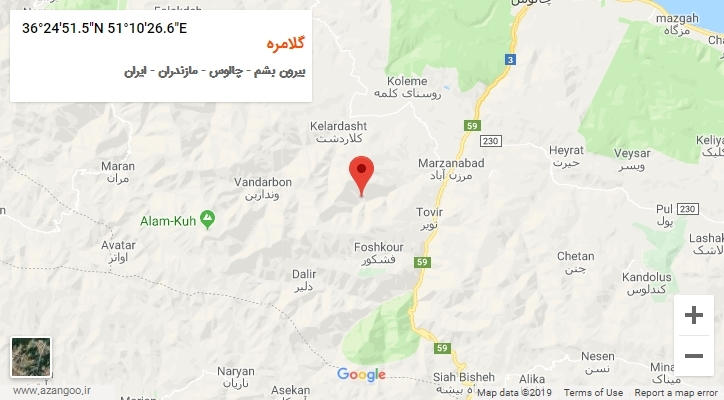 روستای گلامره بر روی نقشه