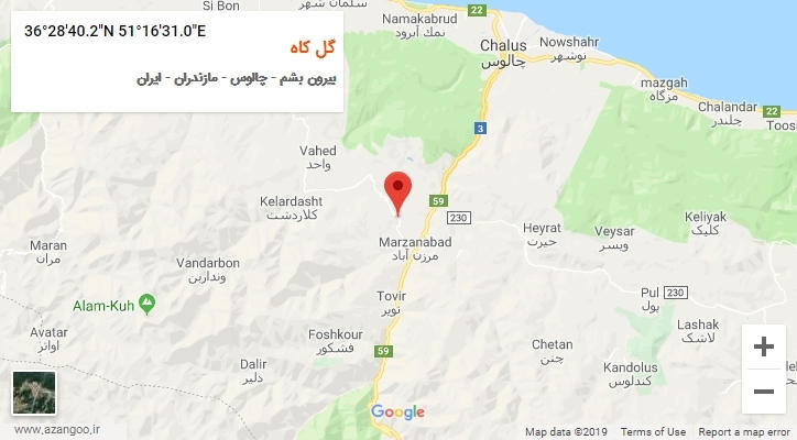 روستای گل کاه بر روی نقشه