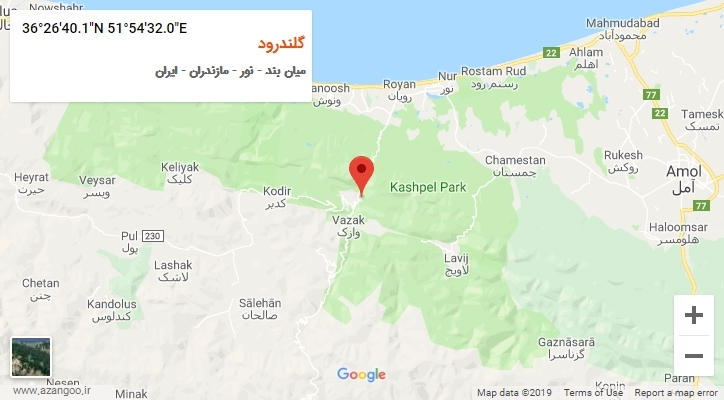 روستای گلندرود بر روی نقشه