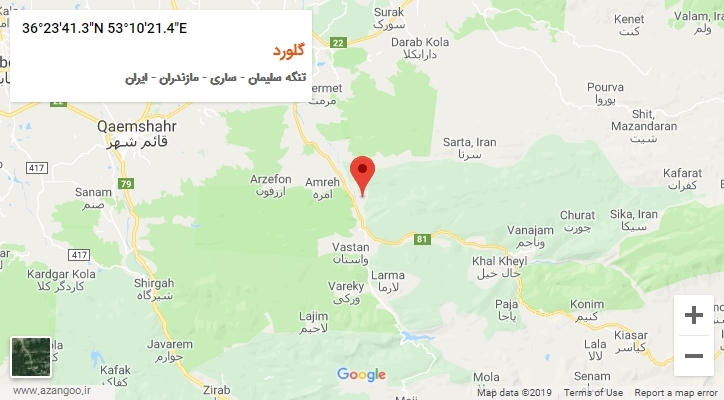 روستای گلورد بر روی نقشه
