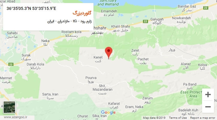 روستای گلوردبزرگ بر روی نقشه