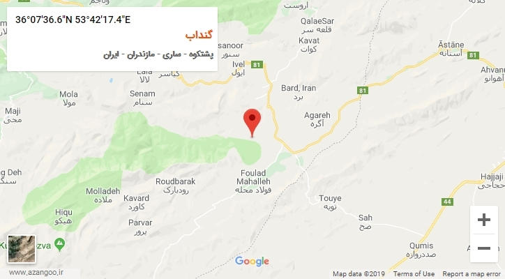 روستای گنداب بر روی نقشه