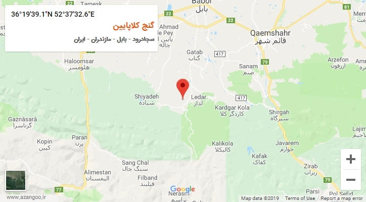 روستای گنج کلاپایین بر روی نقشه