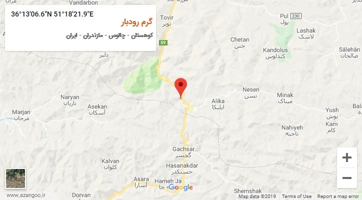 روستای گرم رودبار بر روی نقشه