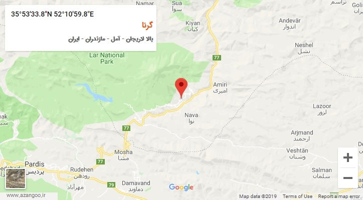روستای گرنا بر روی نقشه
