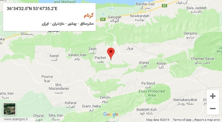 روستای گرنام بر روی نقشه