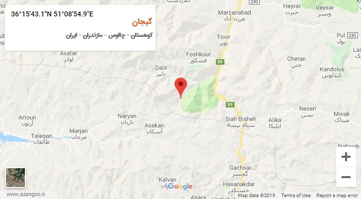 روستای گیجان بر روی نقشه
