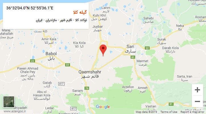 روستای گیله کلا بر روی نقشه