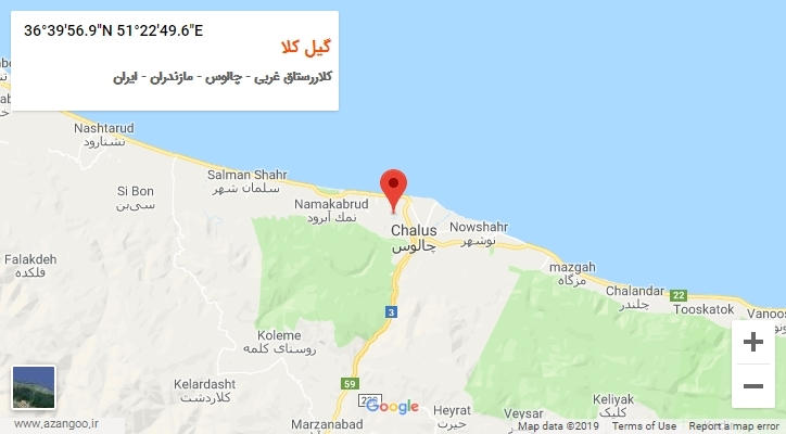 روستای گیل کلا بر روی نقشه