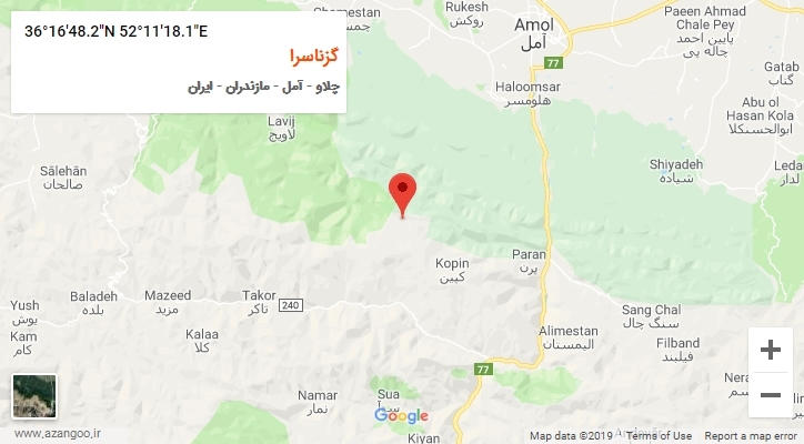 روستای گزناسرا بر روی نقشه