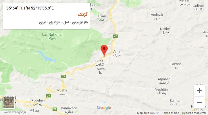 روستای گزنک بر روی نقشه