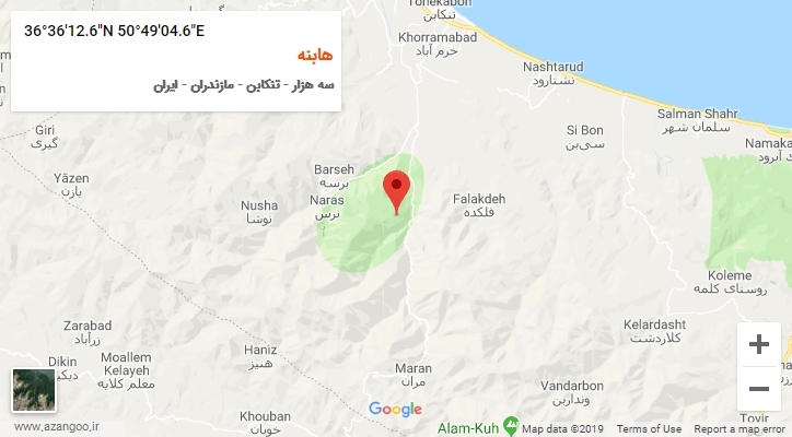 روستای هابنه بر روی نقشه