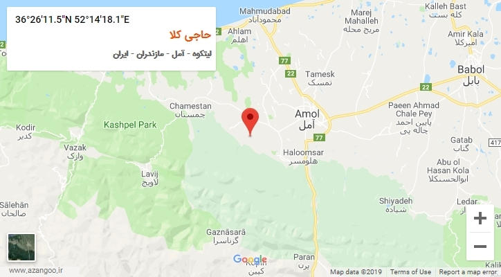 روستای حاجی کلا بر روی نقشه
