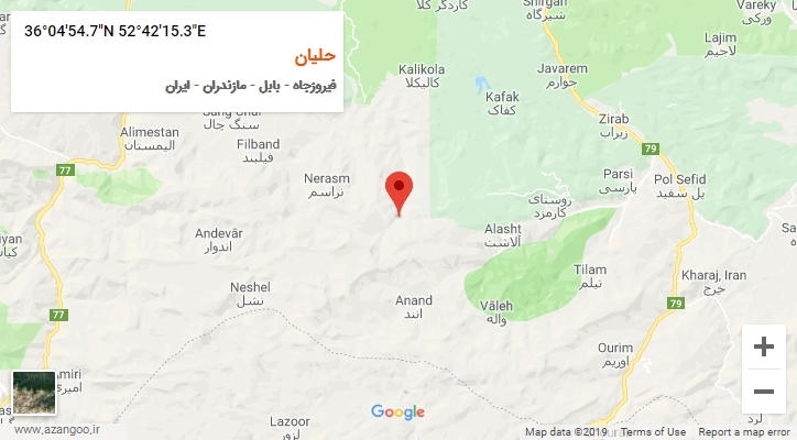 روستای حلیان بر روی نقشه