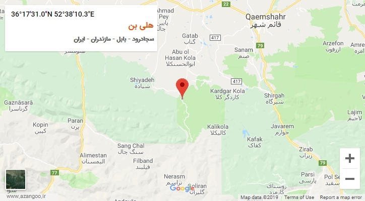 روستای هلی بن بر روی نقشه