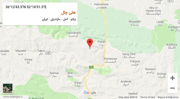 روستای هلی چال بر روی نقشه