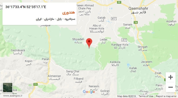 روستای هندوری بر روی نقشه