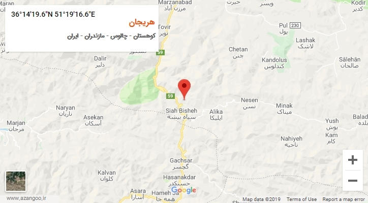 روستای هریجان بر روی نقشه