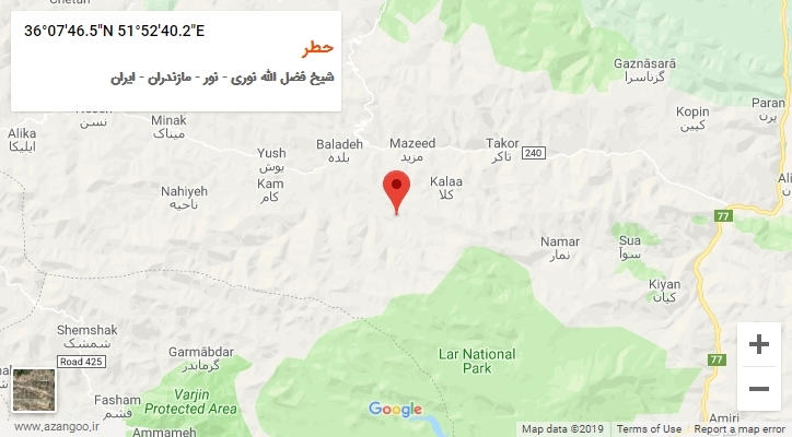 روستای حطر بر روی نقشه