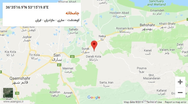 روستای جامخانه بر روی نقشه