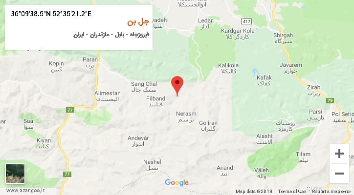 روستای جل بن بر روی نقشه