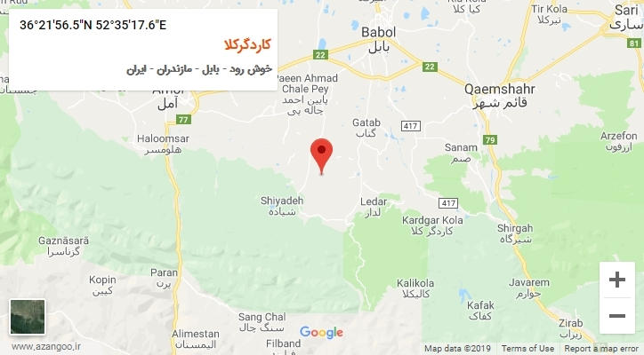 روستای کاردگرکلا بر روی نقشه
