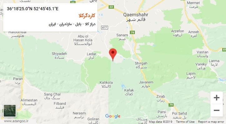 روستای کاردگرکلا بر روی نقشه