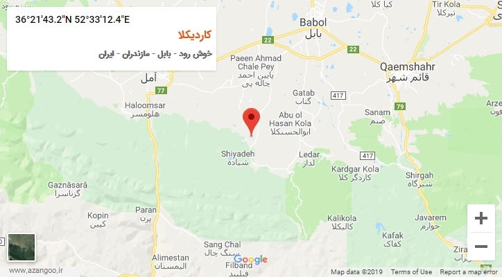 روستای کاردیکلا بر روی نقشه