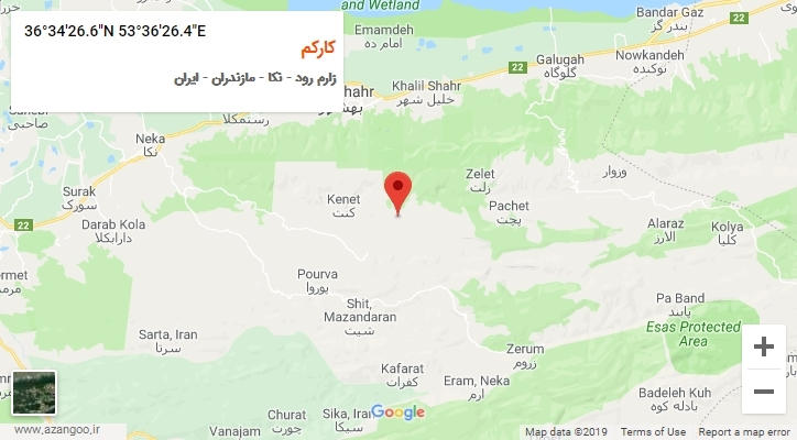 روستای کارکم بر روی نقشه