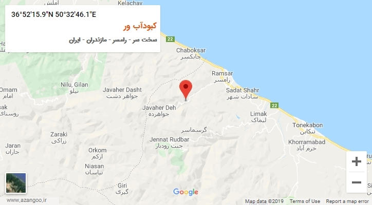 روستای کبودآب ور بر روی نقشه