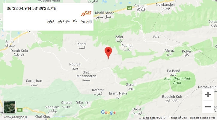 روستای کفکور بر روی نقشه