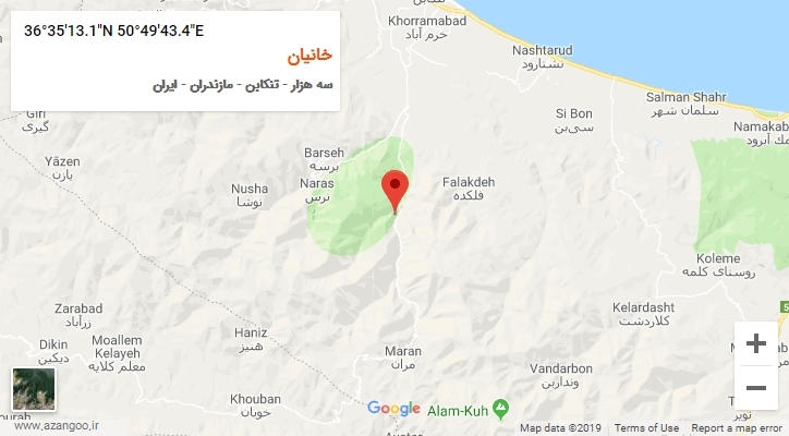 روستای خانیان بر روی نقشه