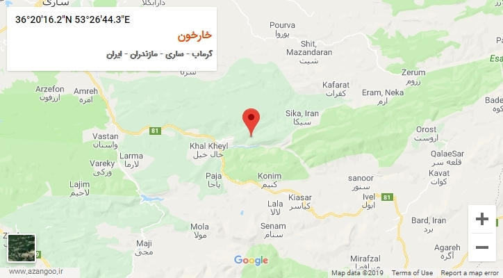 روستای خارخون بر روی نقشه