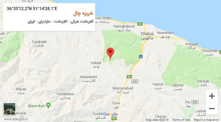 روستای خربزه چال بر روی نقشه