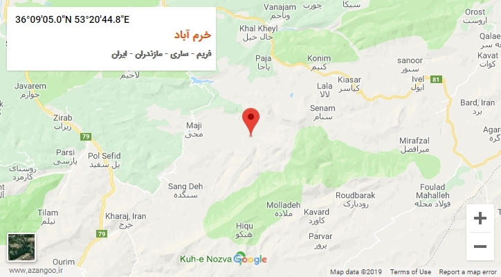 روستای خرم آباد بر روی نقشه