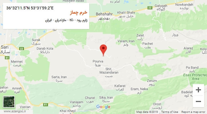 روستای خرم چماز بر روی نقشه