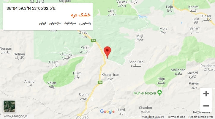 روستای خشک دره بر روی نقشه