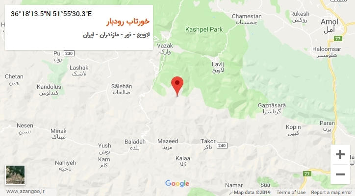 روستای خورتاب رودبار بر روی نقشه