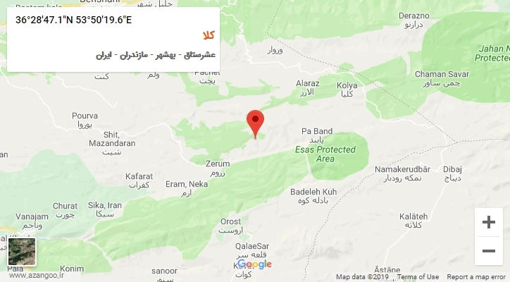 روستای کلا بر روی نقشه