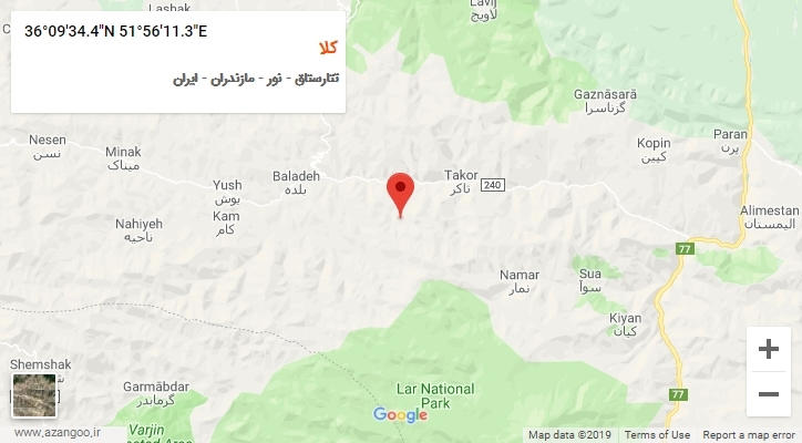 روستای کلا بر روی نقشه