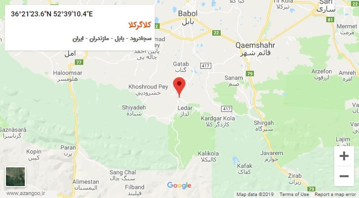روستای کلاگرکلا بر روی نقشه