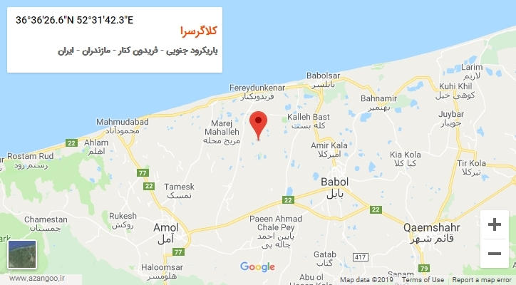 روستای کلاگرسرا بر روی نقشه