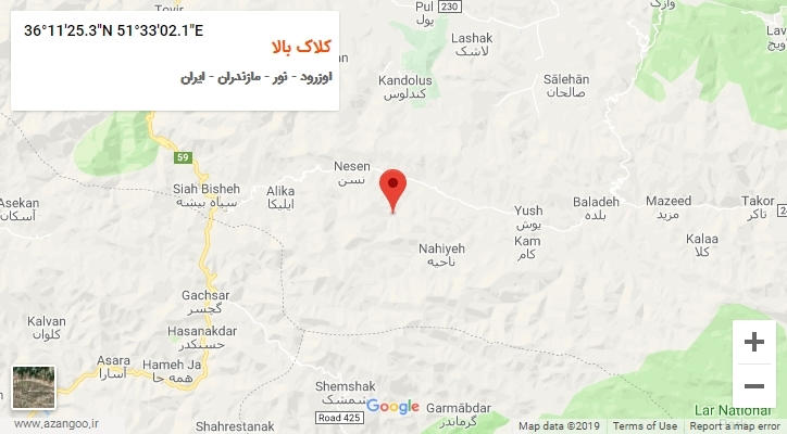 روستای کلاک بالا بر روی نقشه