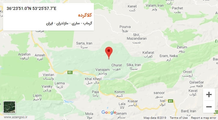 روستای کلاکرده بر روی نقشه