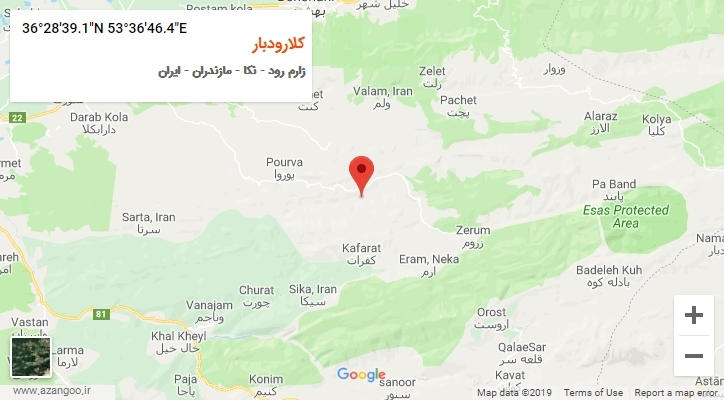 روستای کلارودبار بر روی نقشه