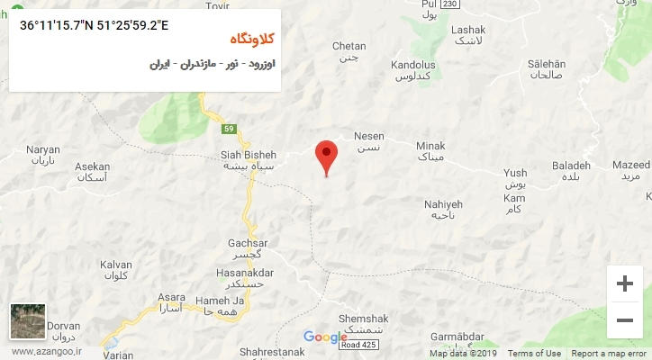 روستای کلاونگاه بر روی نقشه