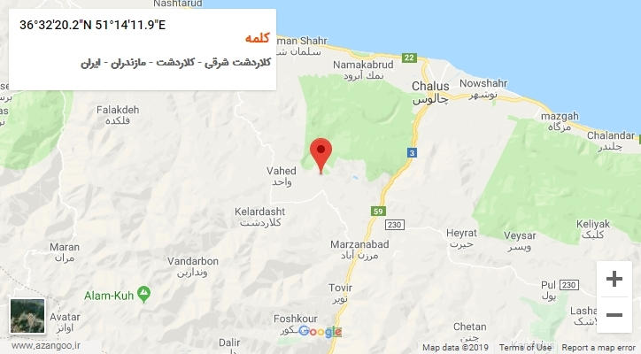 روستای کلمه بر روی نقشه