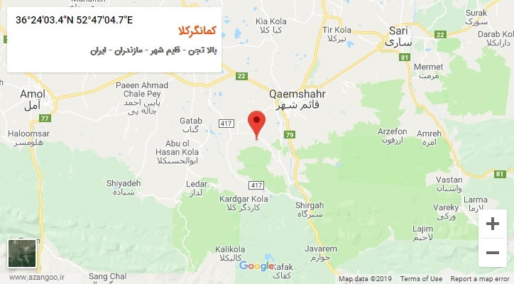 روستای کمانگرکلا بر روی نقشه