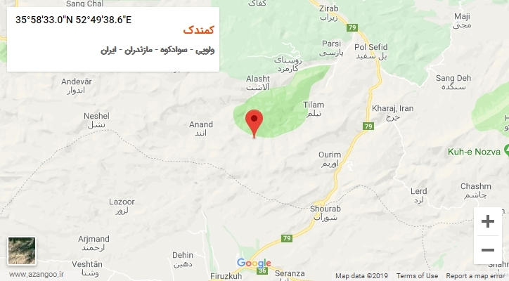 روستای کمندک بر روی نقشه